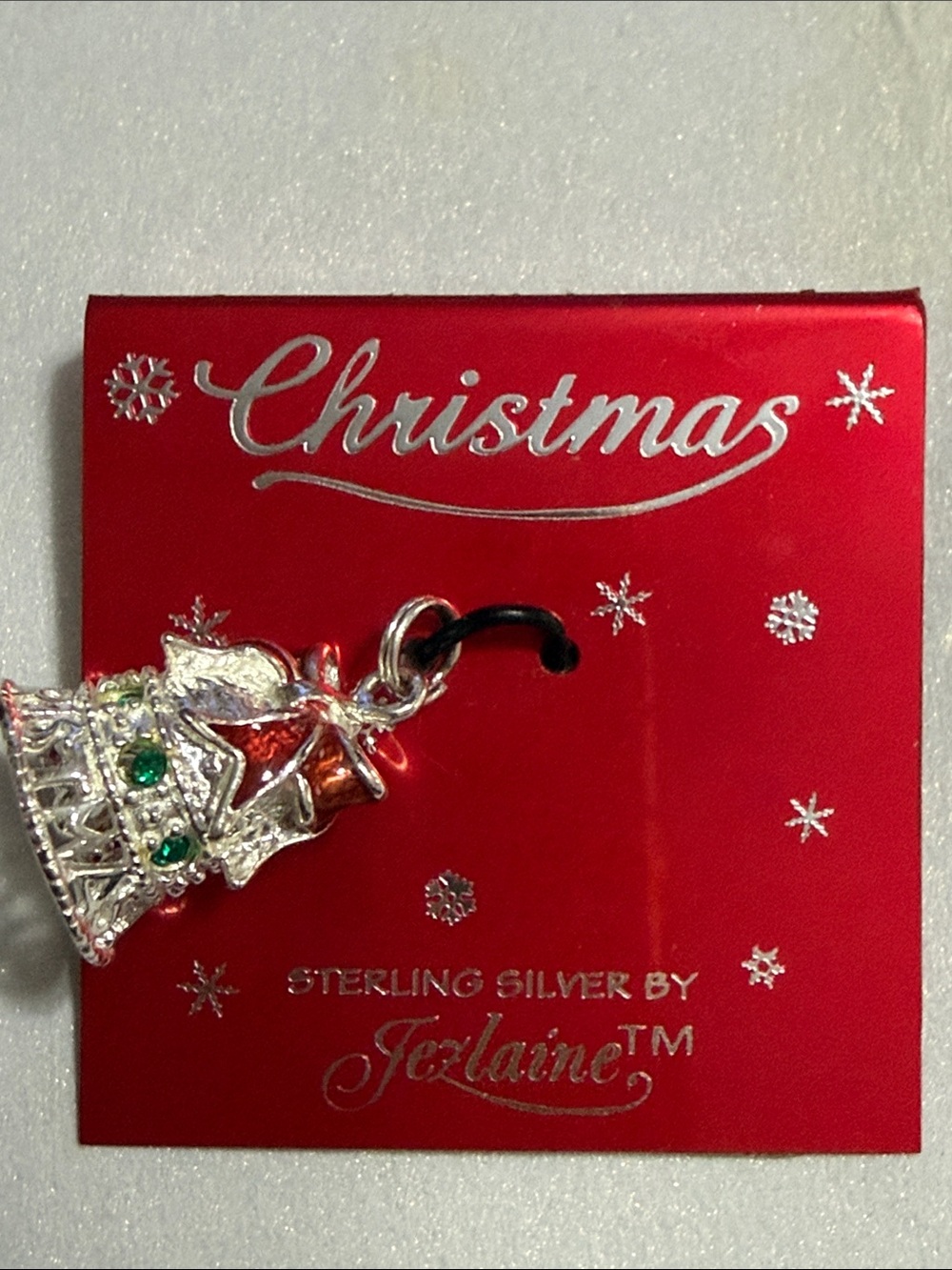 Jezlaine Sterling Silver Red and Green Christmas Bell Charm